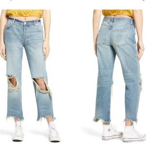 Free People Maggie Mid Rise Straight Distressed denim jeans